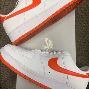 Nike Air Force 1 Low ‘07 Safety Orange Sneakers with Bright Orange Swoosh